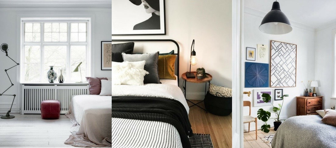 Schlafzimmer in einem modernen, skandinavischen Design