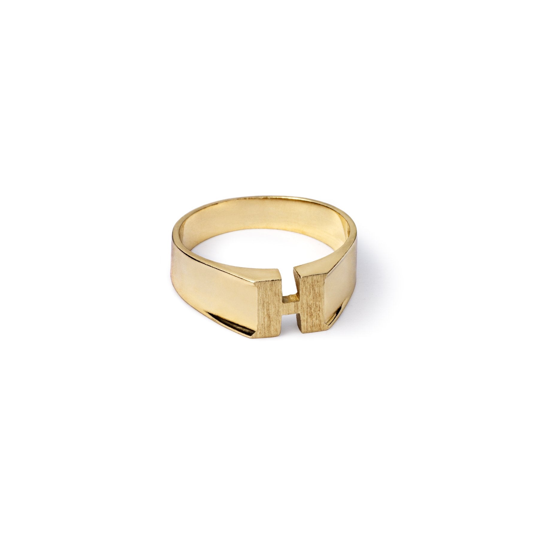 large gold initial ring