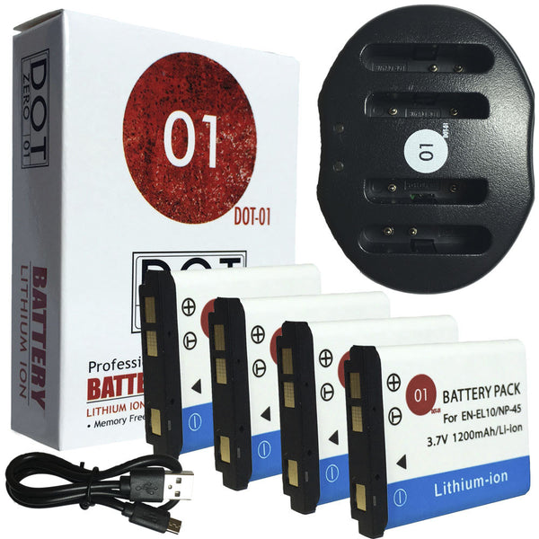 4x DOT-01 Kodak KLIC-7006 Batteries + USB Charger for Kodak M552