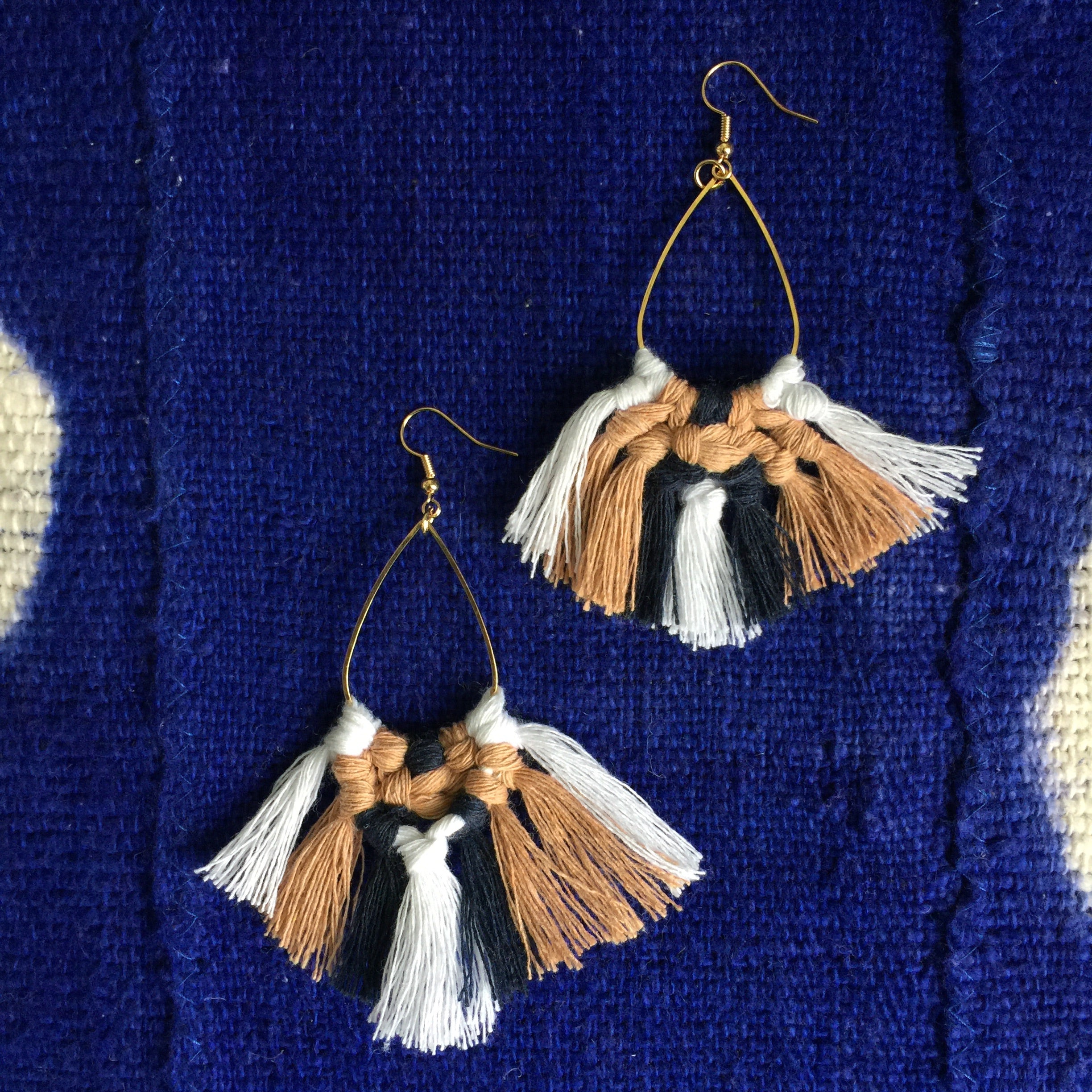 MACRAME EARRINGS| Duo Tassel Earrings| Earring|Boho Fringe | - Honorooroo Lifestyle