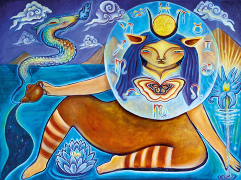 Goddess Hathor art Hathor Pours Cosmology by Lindy Kehoe