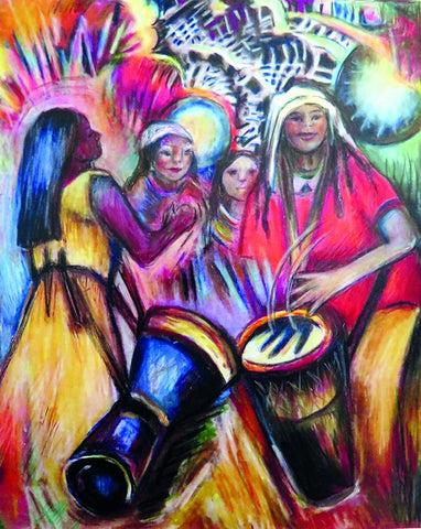 louie laskowski women drumming art
