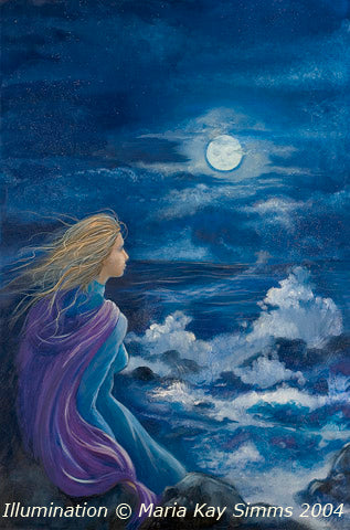 Beautiful Moon woman Art by Maria Kay Simms Illumination