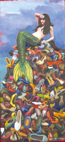 Melonie -Steffes -If -The- Shoe -Fits-mermaid-art-on-a-pile-of-shoes