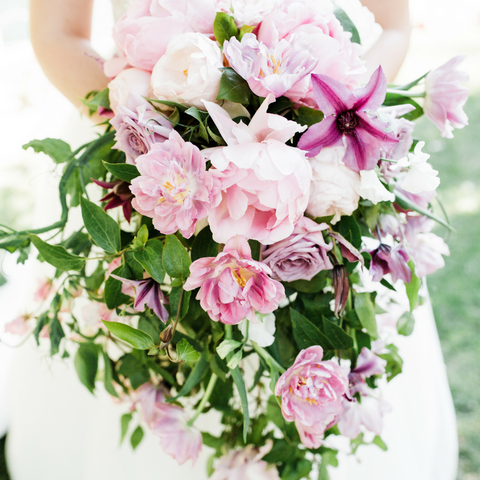 Lakeside Garden Trailing bridal bouquet pink lavender bride lush garden design vancouver wa florist