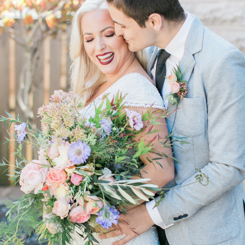 Opal 28 Elopement Wedding Bridal Bouquet Garden Inspired Spring Colors Pearl Dress