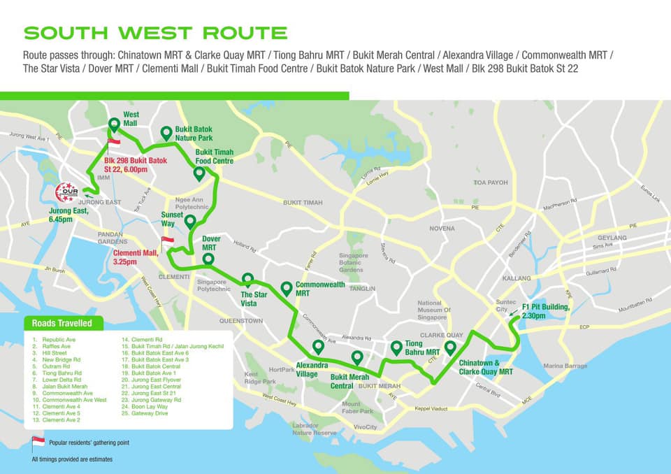NDP 2019 Mobile Column @ Heartlands – Detailed Routes and Timings