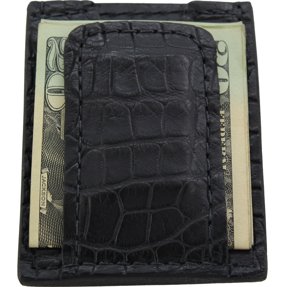 Black Alligator Money Clip Wallet With 