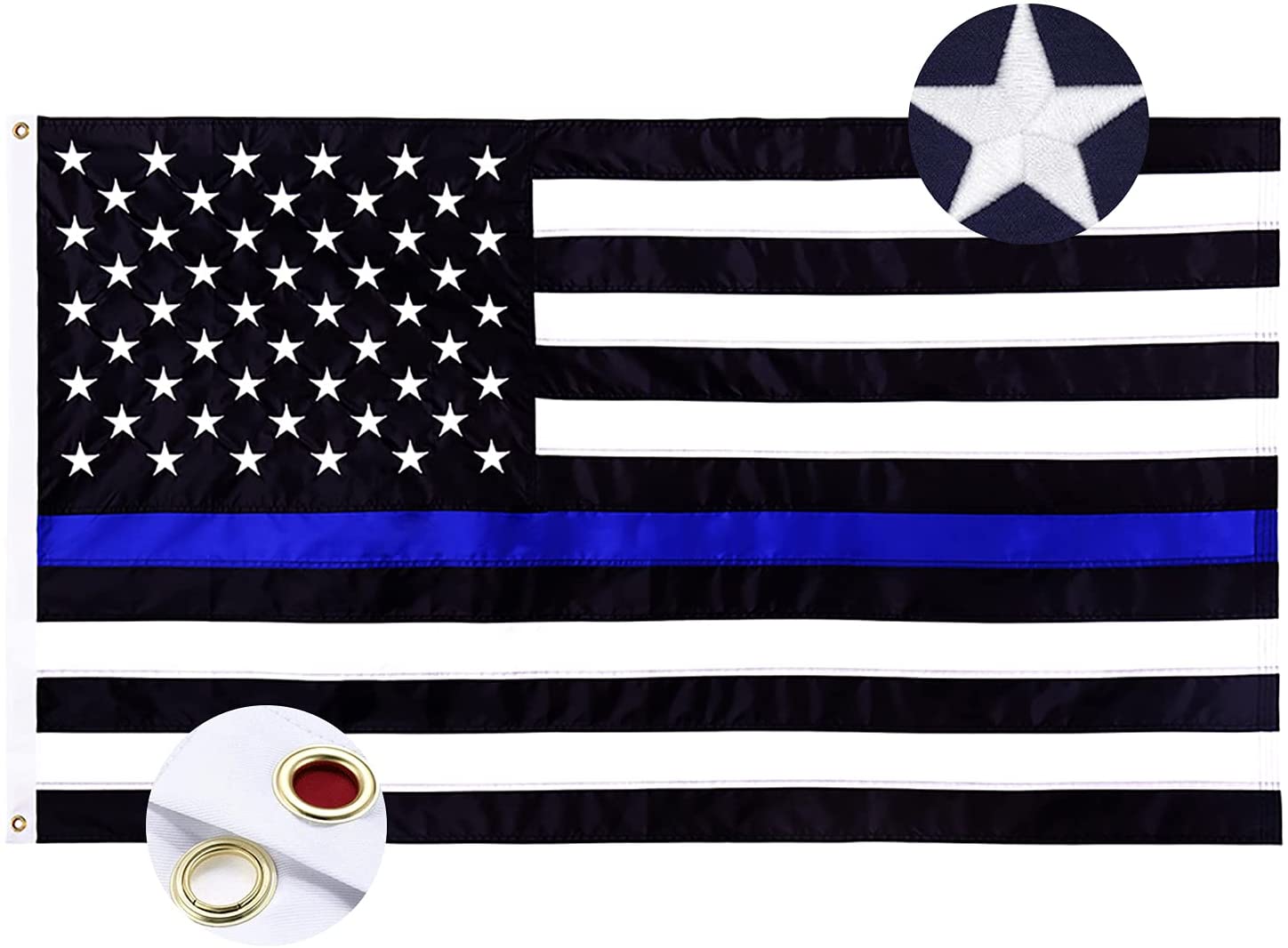 USA Police Trump Thin Blue Line Law & Order 100D 3x5 3'x5' Woven Poly Nylon Flag