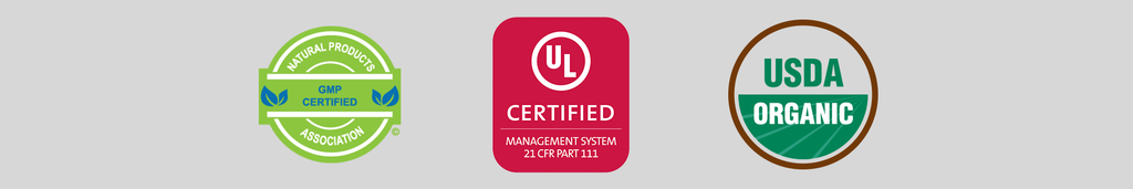 organic certification ul npa gmp certified logos