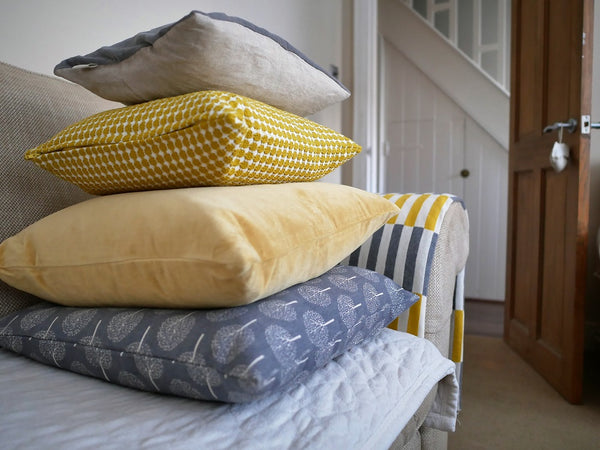 slate and saffron pillows