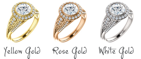 Yellow, rose and white gold