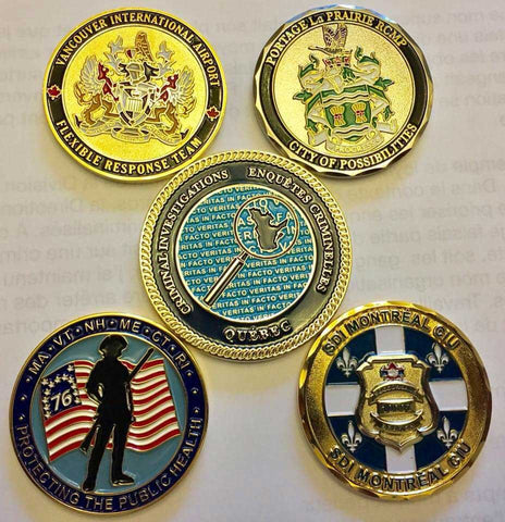 assorted law enforcement challenge coins