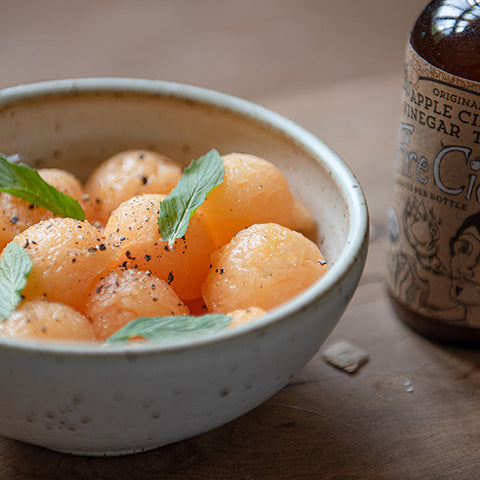 Spicy Cantaloupe Salad with Fire Cider