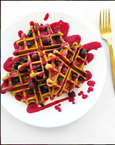 Flourless Waffles recipe from @thefrolickinglime on Instagram