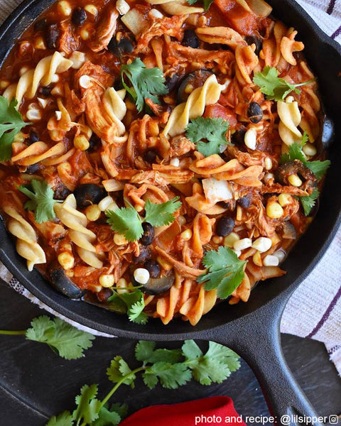 Easy and delicious skillet Taco Pasta from @lilsipper on the Fire Cider Blog at FireCider.com  