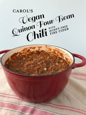 Vegan chili, quinoa, recipes, vegan, chili, fire cider