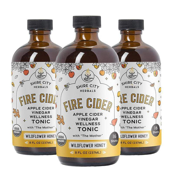 Fire Cider | Triple Pack | 8 oz | Wildflower Honey | Apple Cider Vinegar and Honey Tonic