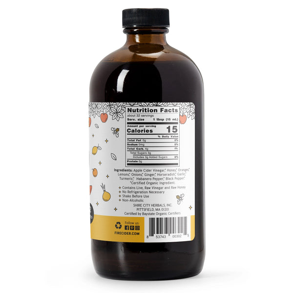 Fire Cider | 16 oz | Wildflower Honey | Apple Cider Vinegar and Honey Tonic