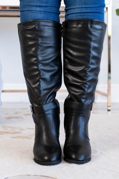 tall black wide calf boots