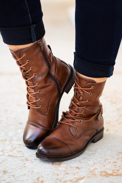 zipper lace up boots