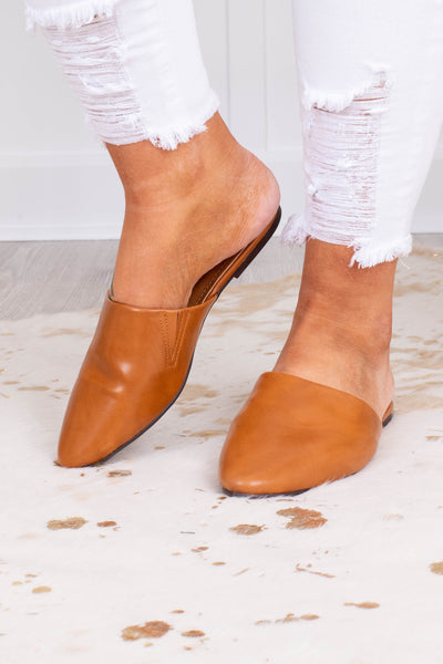 tan mule flats