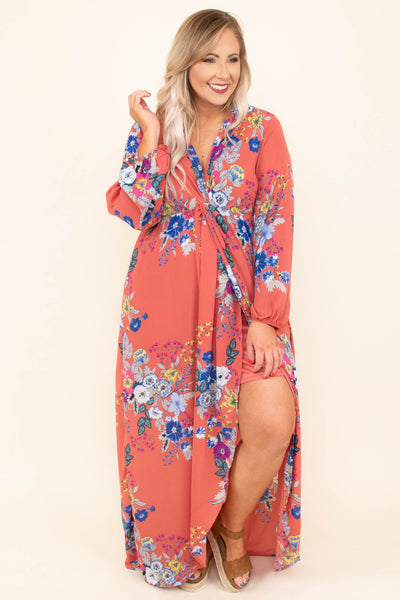 long sleeve flowy floral dress