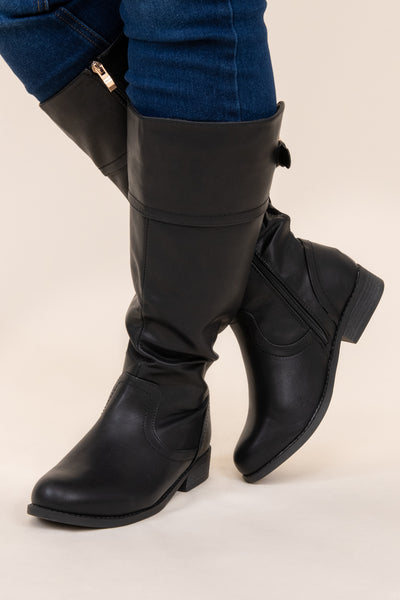 Fame Wide Calf Boots, Black – Chic Soul