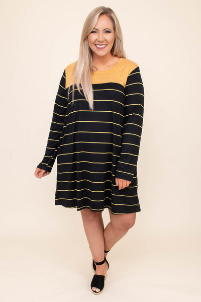 black and yellow striped dress