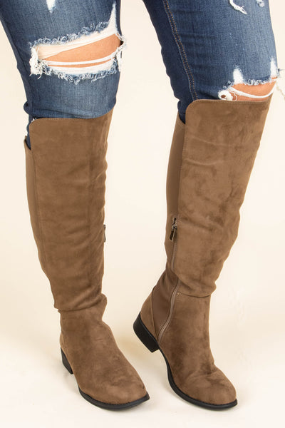 taupe long boots