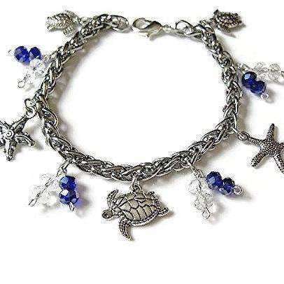 Beach Bracelet Beach Leather Bracelet Leather Jewelry Starfish Sanddollar Seahorse or Crab Pendant