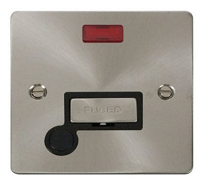 Flat Plate Brushed Steel Ingot 13A Connection Unit + Flex + Neon - Black