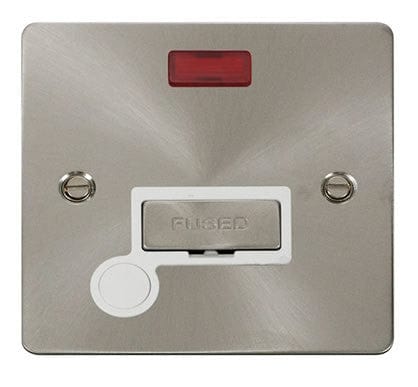 Flat Plate Brushed Steel Ingot 13A Connection Unit + Flex + Neon - White