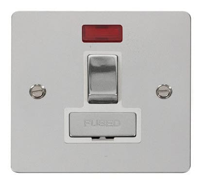 Flat Plate Polished Chrome Ingot 13A Switched Connection Unit + Neon - White