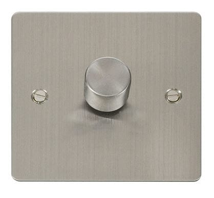Flat Plate Stainless Steel 1 Gang 2 Way 400w Dimmer Switch - Black