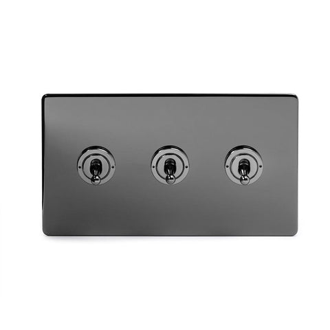 Screwless Black Nickel 3 Gang 2 Way Toggle Light Switch