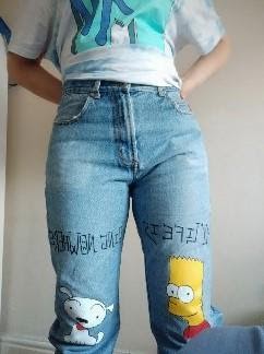Bart Simpson & Snoopy - Painted jeans by Koo Style 