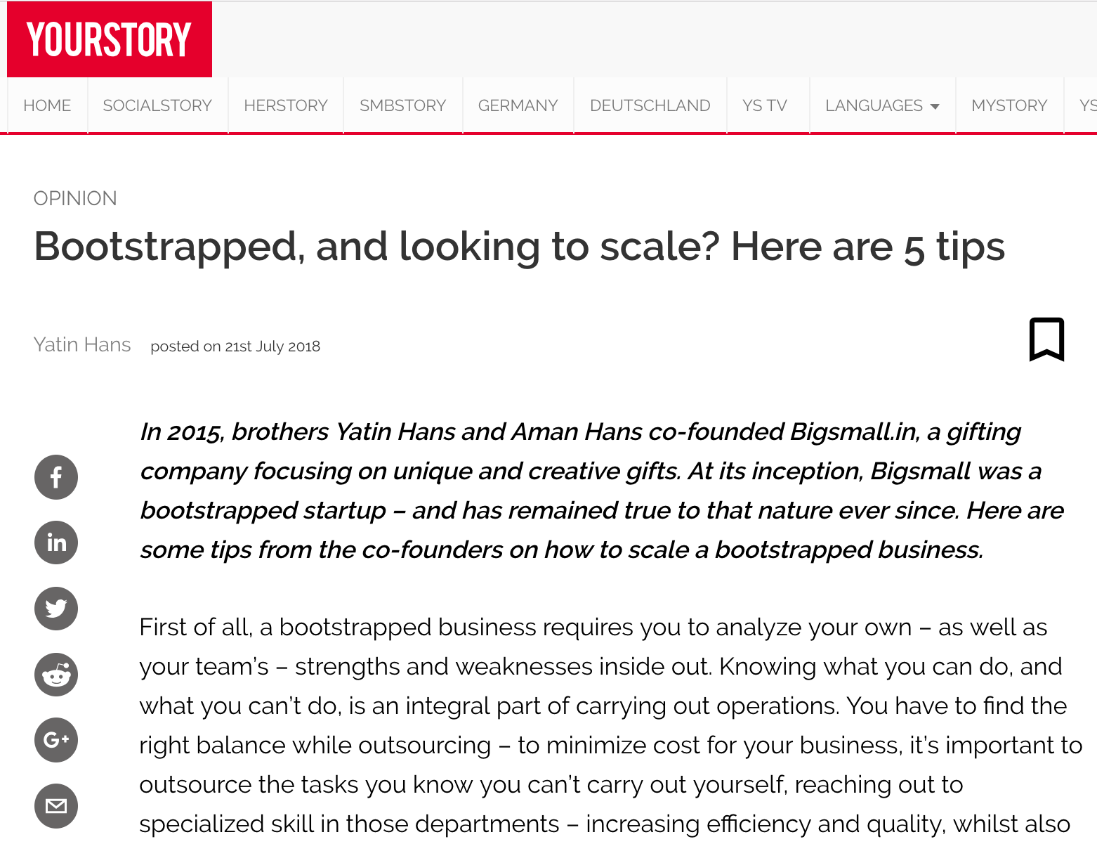 YourStory | Bootstrapped, and looking to scale? Here are 5 tips