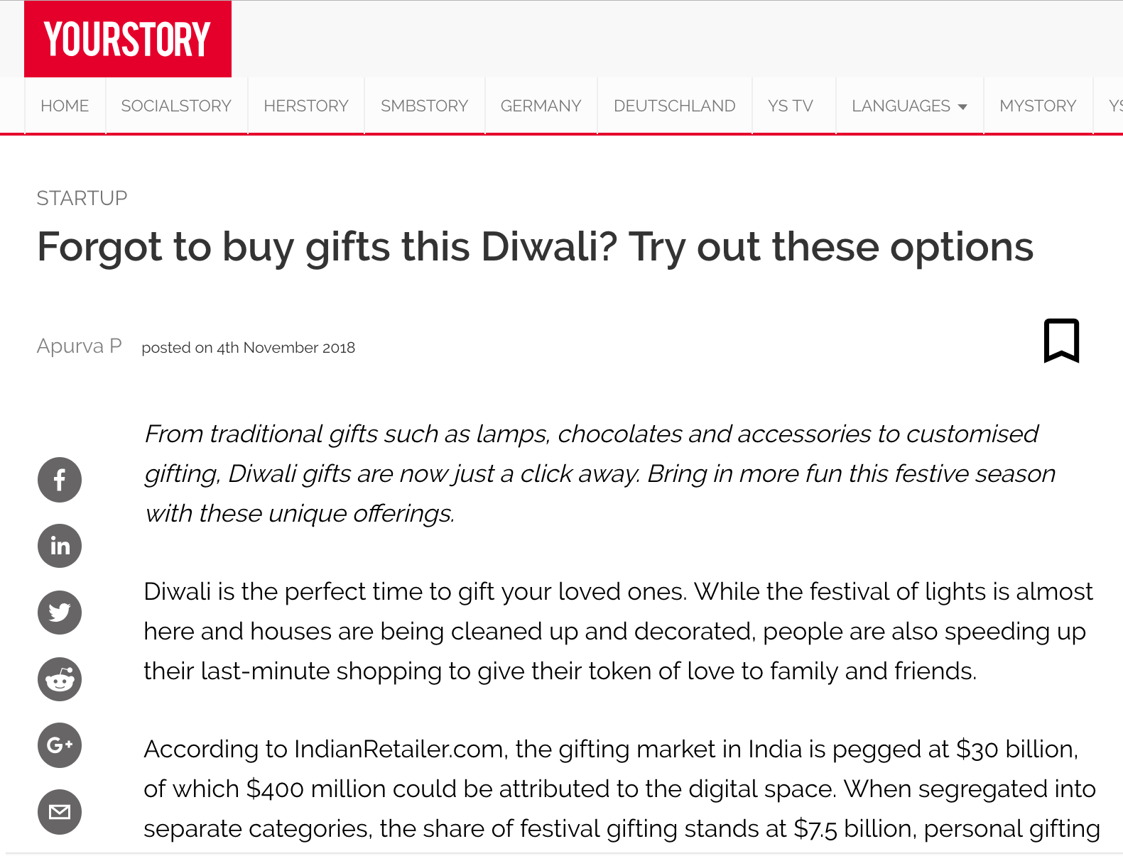 YourStory | Forgot to buy gifts this Diwali? Try out these options