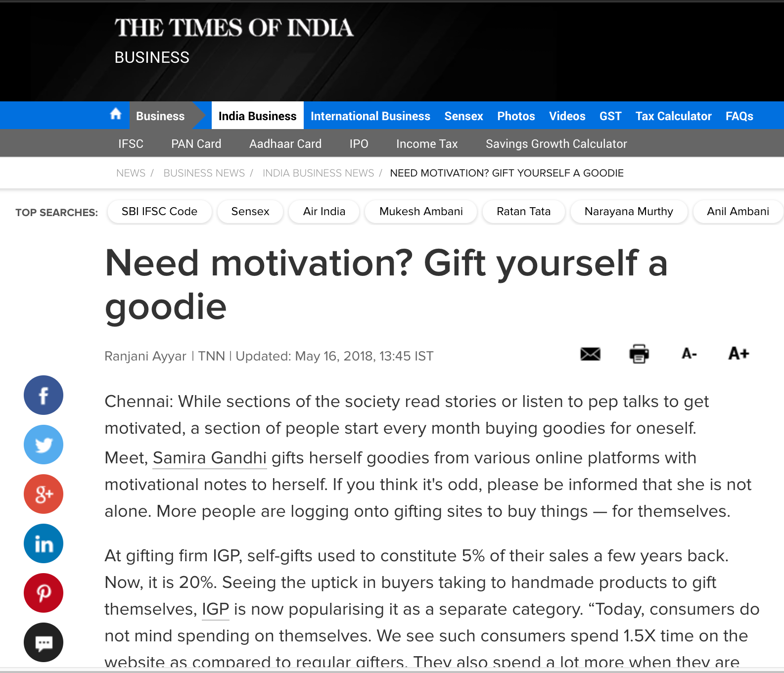 The Times Of India | Need motivation? Gift yourself a goodie