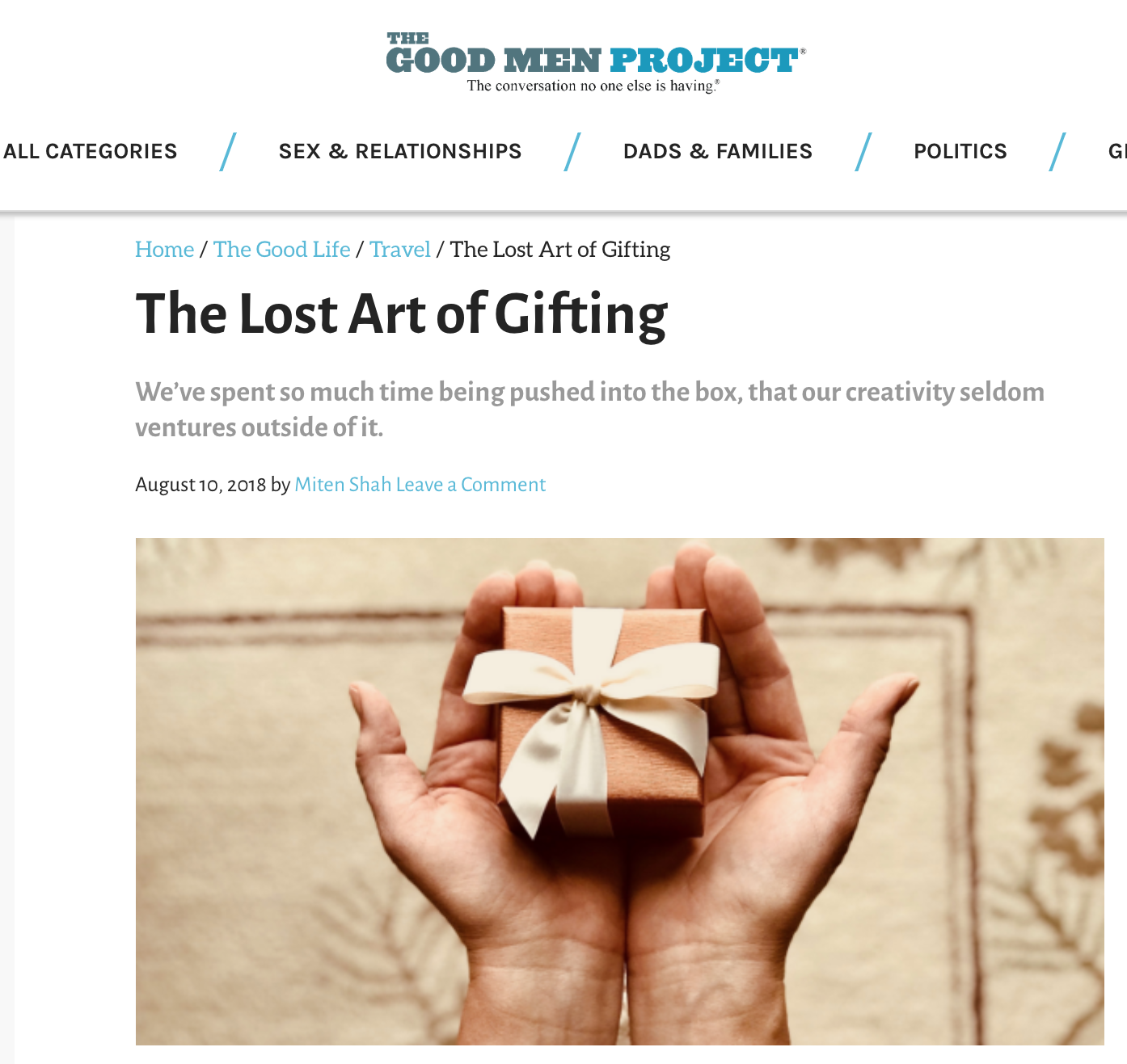 The Good Men Project | The Lost Art of Gifting 