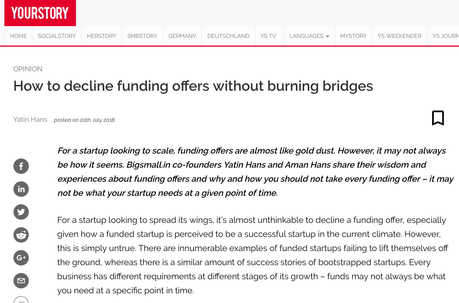 YourStory | How to decline funding offers without burning bridges