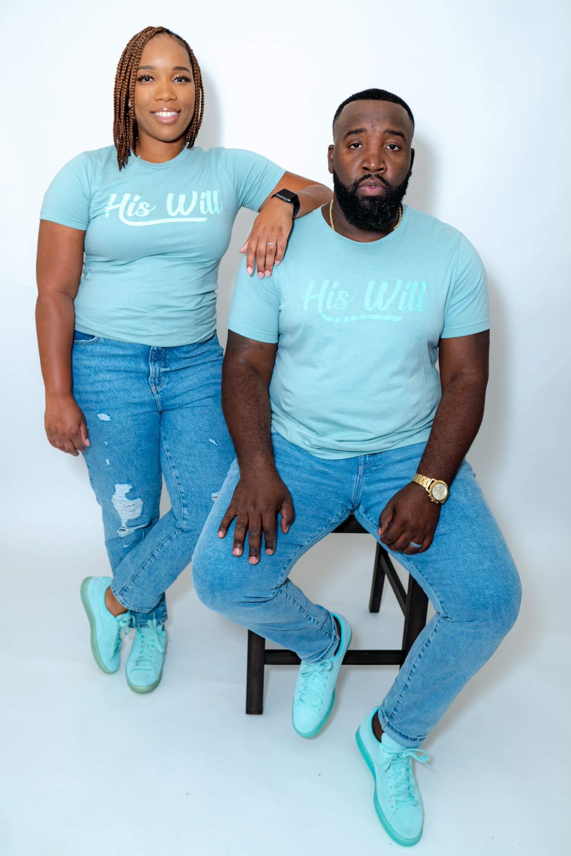 His Will Dusty Blue Tone Tee