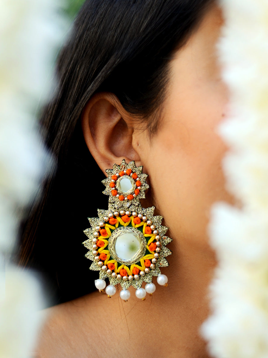 Sonali Hand-embroidered Gota Earrings