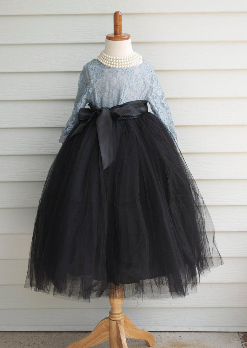 black long tulle skirt