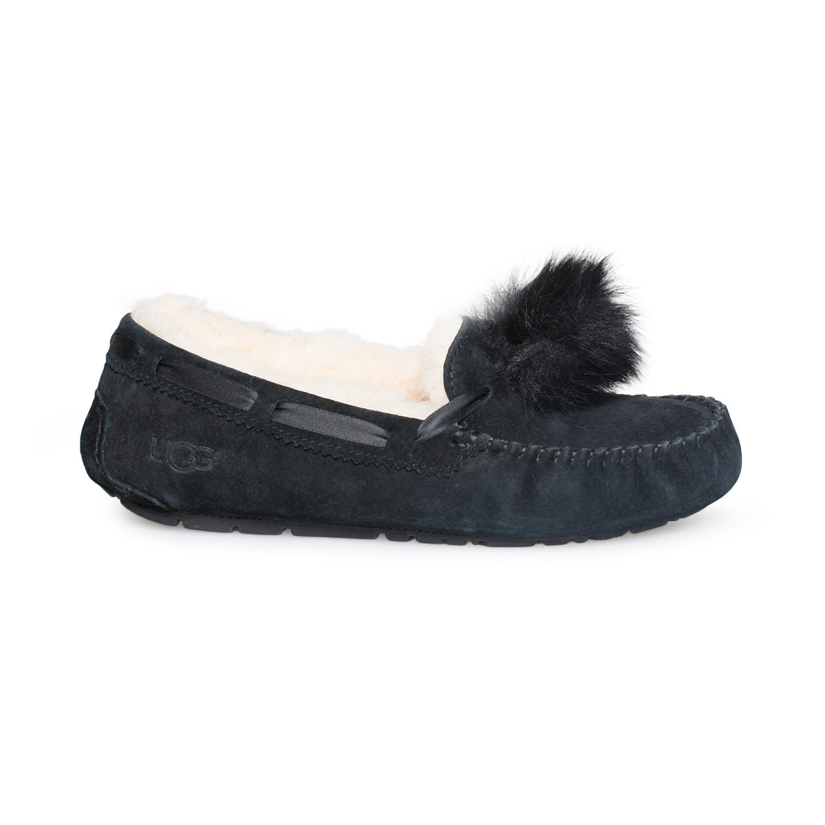 ugg pom pom slippers black