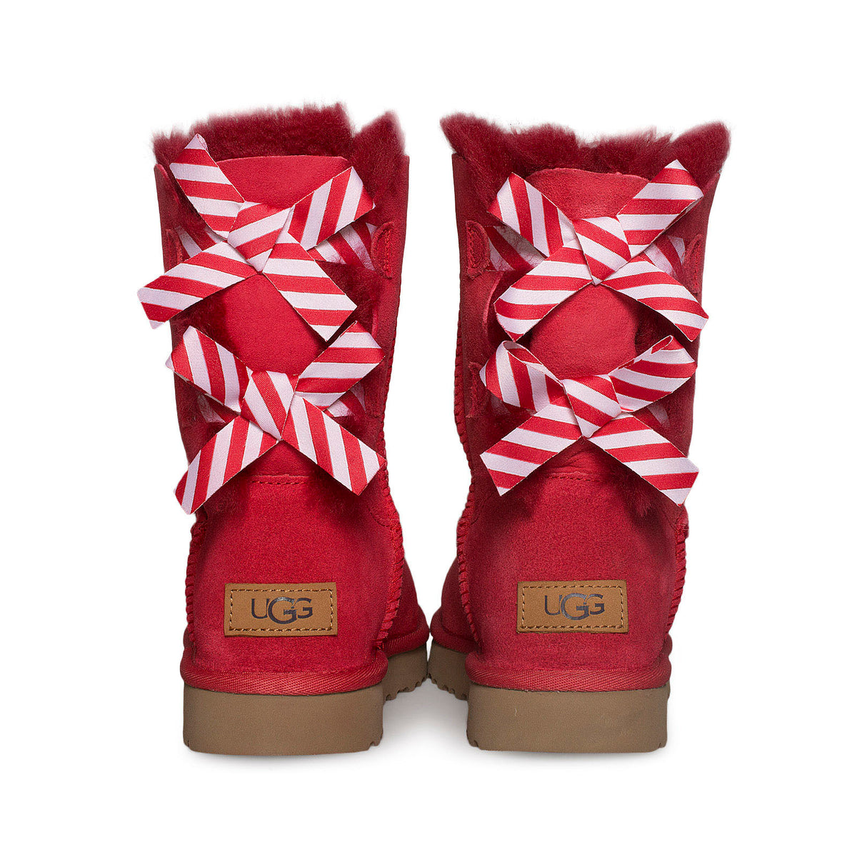 red uggs with red and white bow