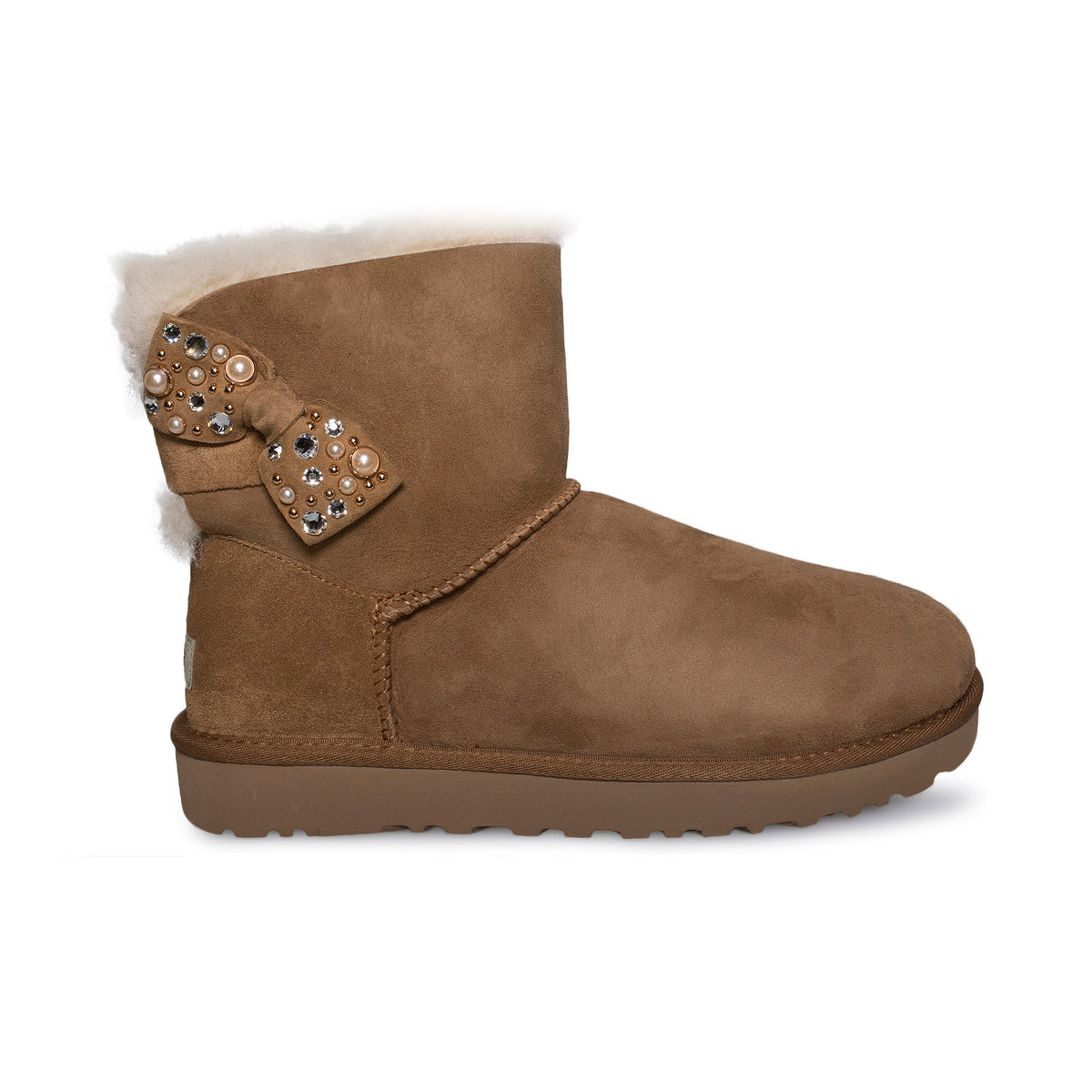 ugg mini bailey brilliant bow genuine shearling bootie