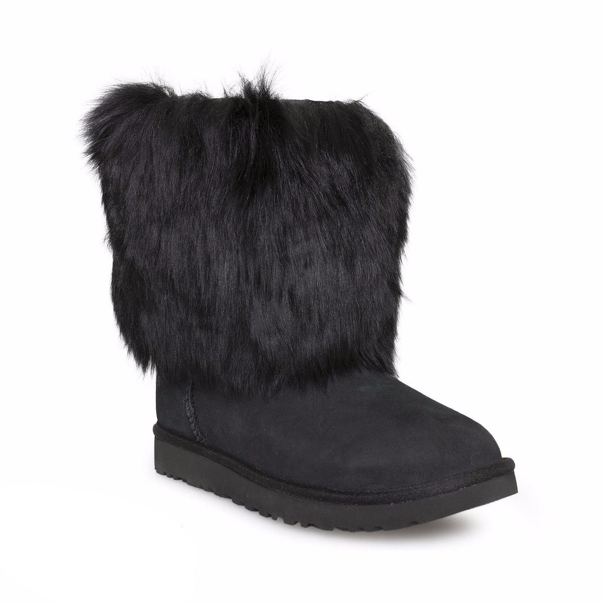 ugg short mongolian cuff black boots