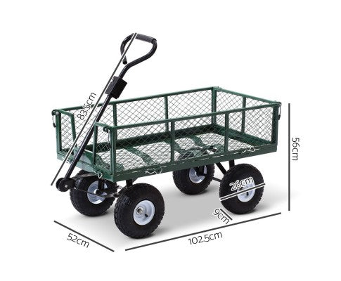 Mesh Garden Steel Cart - Green